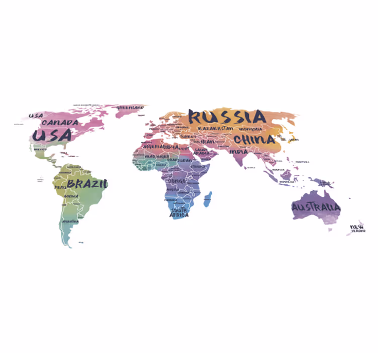 Tappeto vinile mappamondo adesivo murale lettere - TenStickers