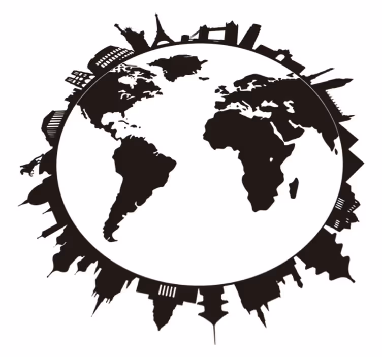 Tappeto vinile mappamondo con monumenti - TenStickers
