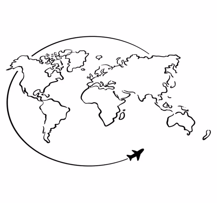 Tappeto vinile mappamondo cerchio aereo - TenStickers