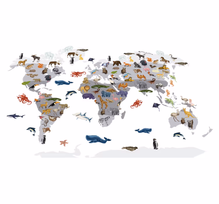 Tappeto vinile mappamondo adesivo da parete stile nordico - TenStickers