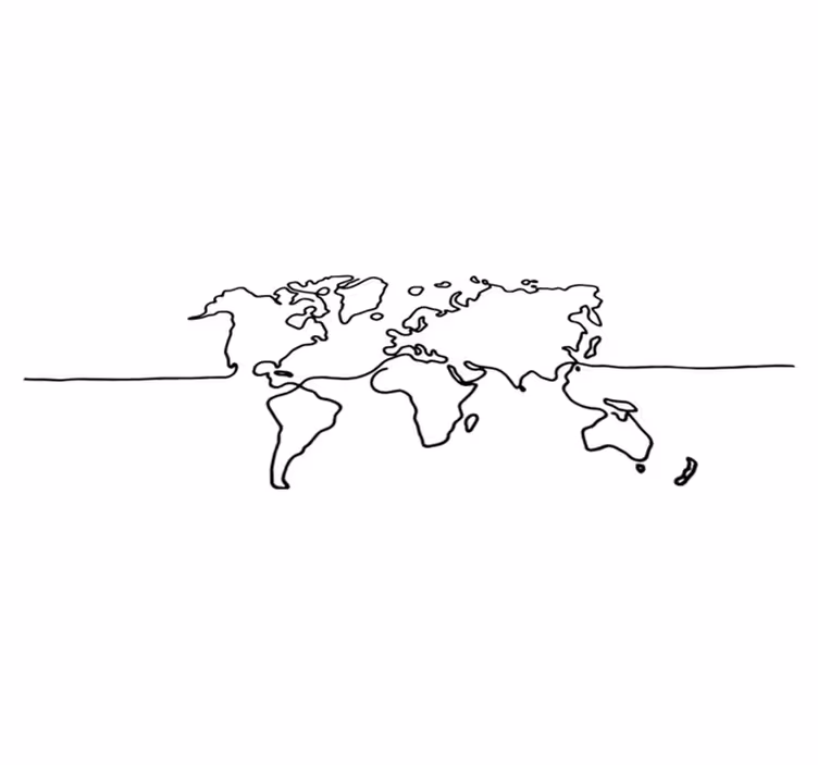 Tappeto vinile mappamondo arte lineare mondiale - TenStickers
