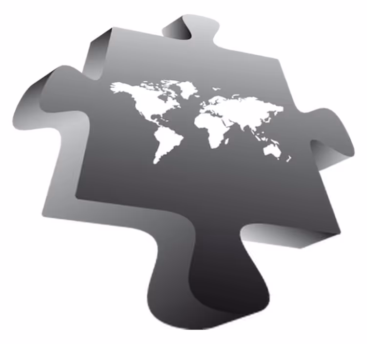 Tappeto vinile mappamondo pezzo di puzzle nero - TenStickers