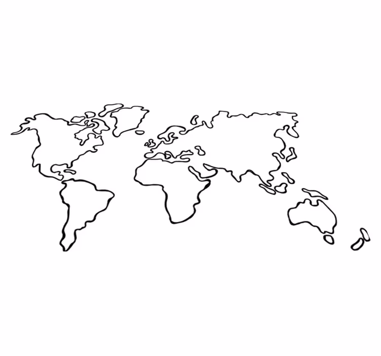 Tappeto vinile mappamondo mappamondo politico monocromo - TenStickers