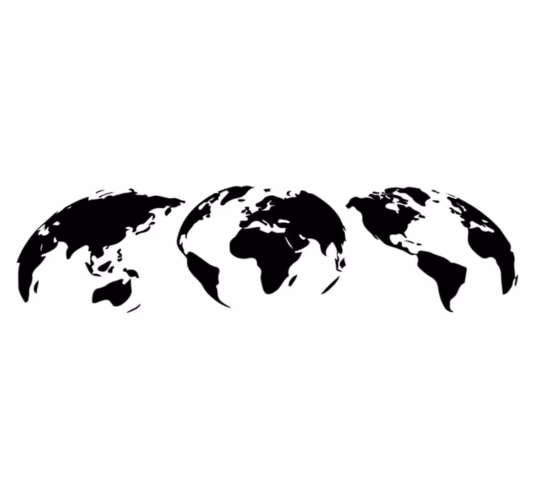 Tappeto vinile mappamondo 3 mappe della terra per continente - TenStickers