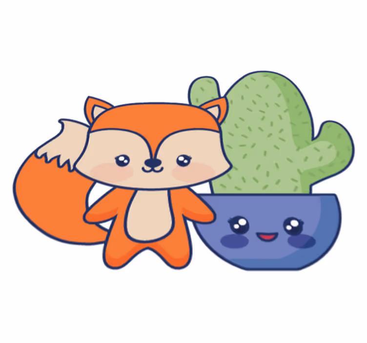 Tappeto vinile per bambini cactus e volpe anime - TenStickers