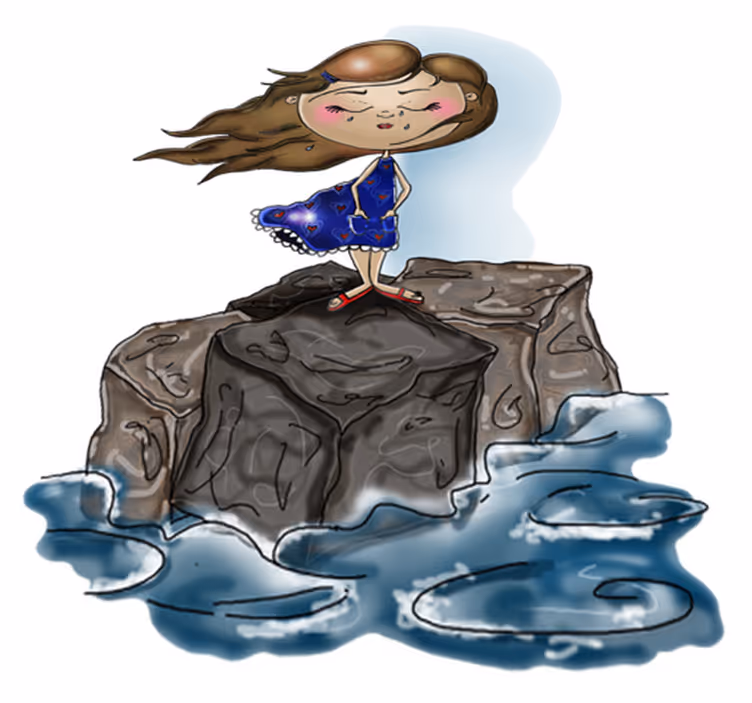 Tappeto vinile per bambini bambina nel mare - TenStickers
