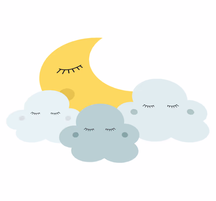 Tappeto vinile per bambini luna e nuvole felici - TenStickers