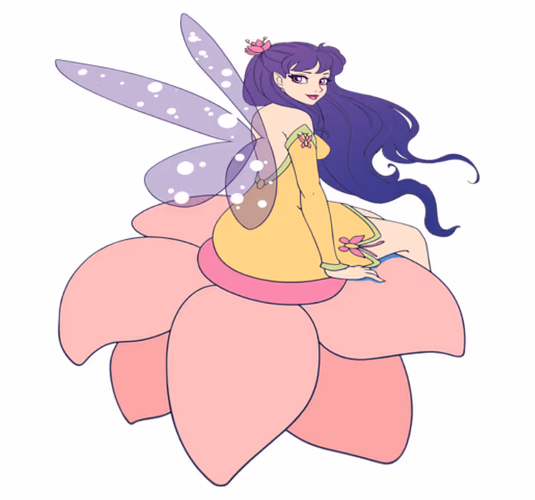 Tappeto vinile per bambini fata carina su un fiore - TenStickers