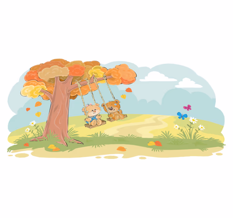 Tappeto vinile per bambini orsi di peluche nel bosco - TenStickers