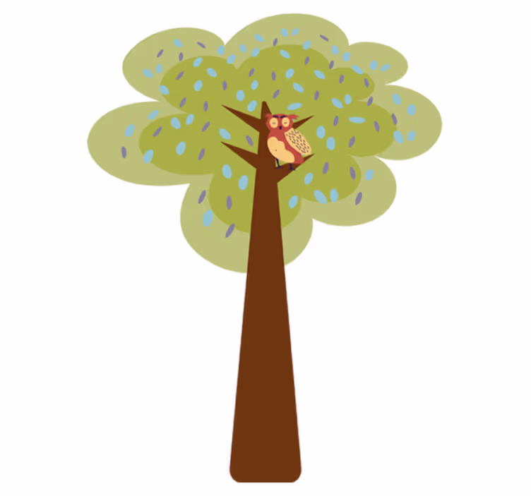 Tappeto vinile per bambini albero colorato con gufo - TenStickers