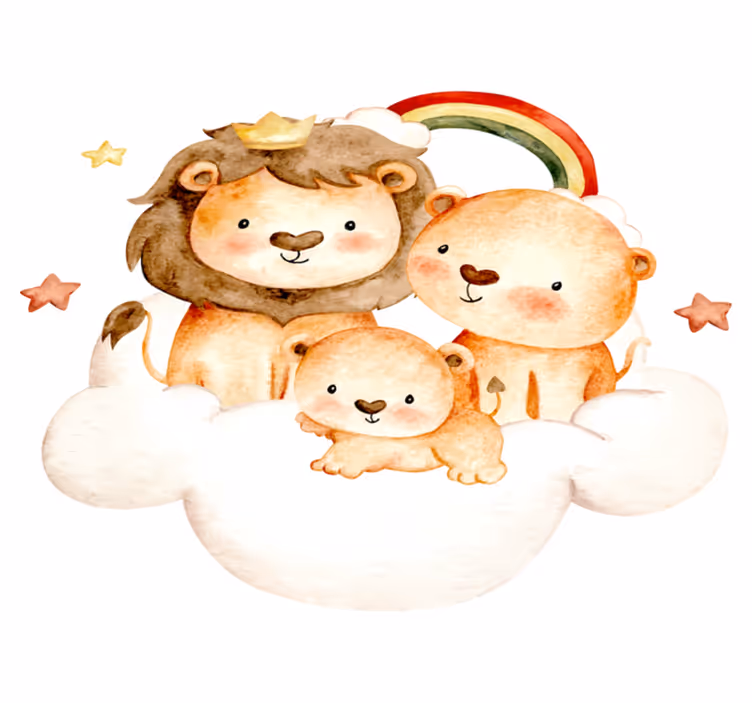 Tappeto vinile per bambini animali baby con stelle e nuvole - TenStickers
