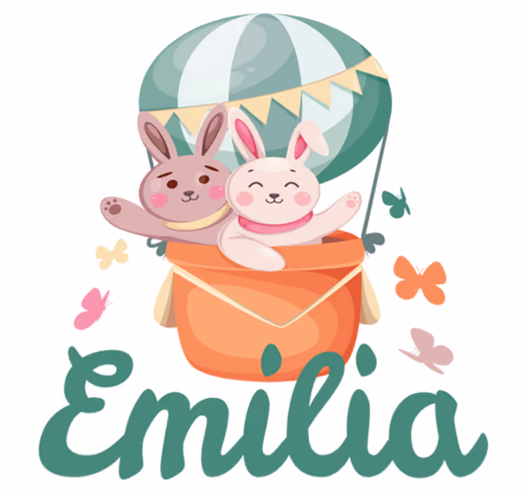 Tappeto vinile per bambini con coniglietti personalizzati - TenStickers