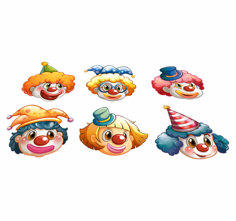 Tappeto vinile per bambini volti di clown colorati - TenStickers