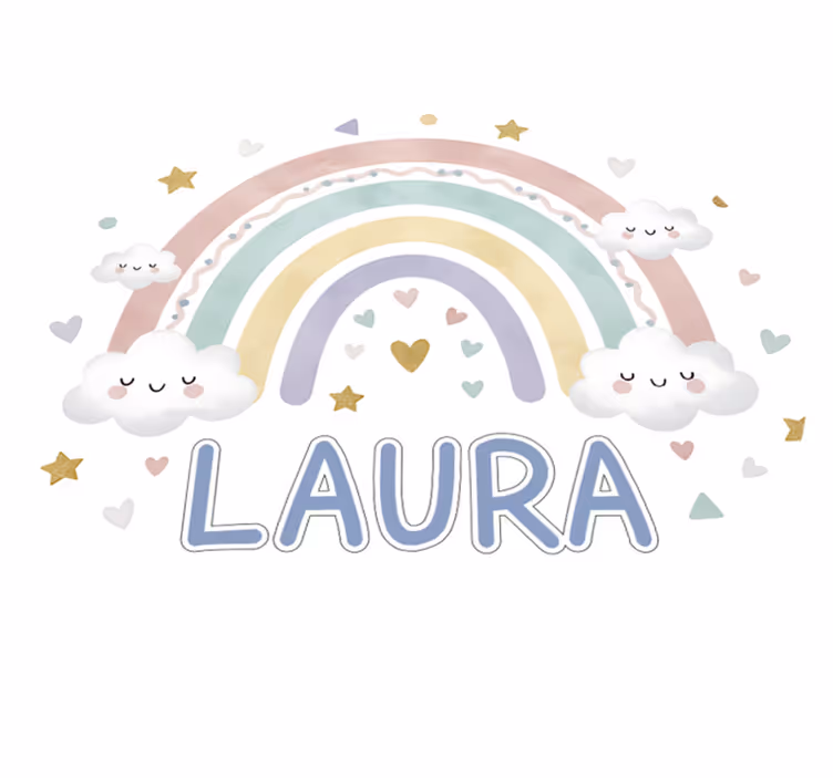 Tappeto vinile per bambini arcobaleno con nome - TenStickers