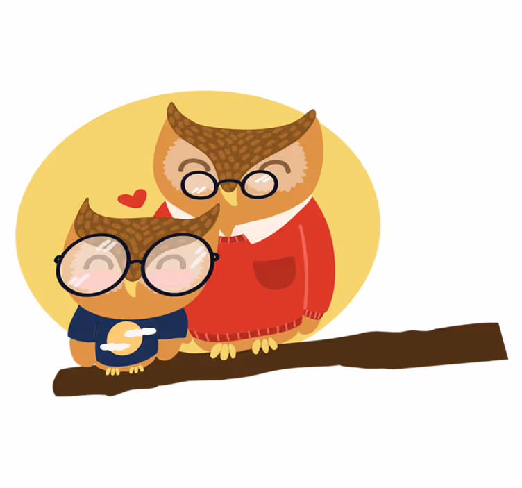 Tappeto vinile per bambini gufo padre e figlio - TenStickers