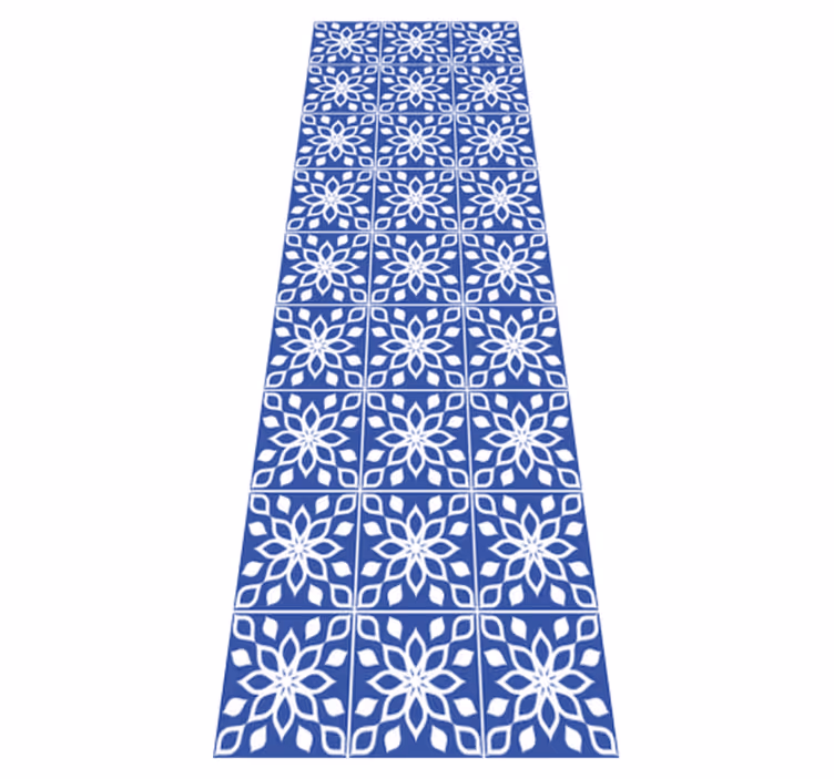 Tappeto vinile bagno motivo piastrelle blu southern - TenStickers