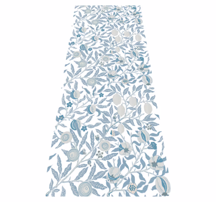 Tappeto vinile bagno fiori blu stile vittoriano - TenStickers