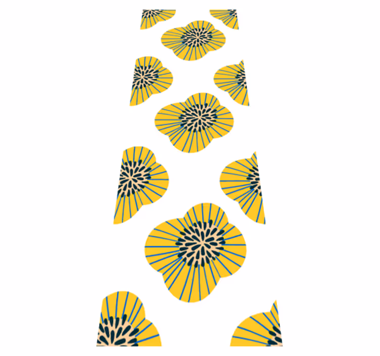Tappeto vinile bagno grande motivo floreale blu e giallo - TenStickers