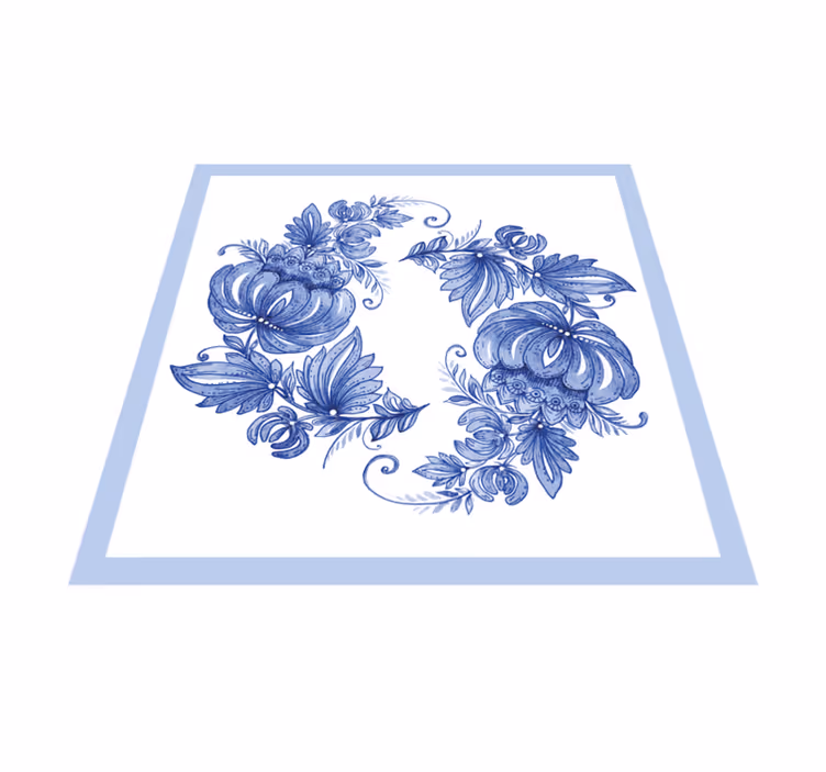 Tappeto vinile bagno ornamento horezu bianco e blu - TenStickers