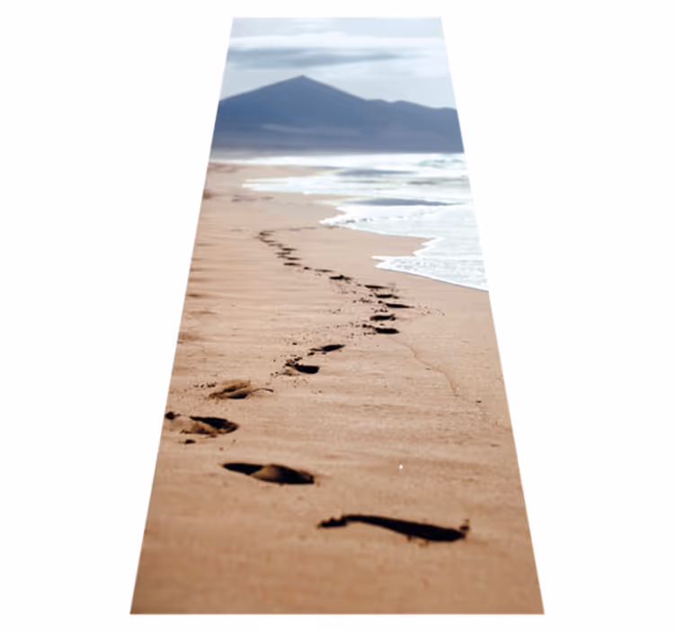 Tappeto vinile bagno impronte sulla spiaggia - TenStickers