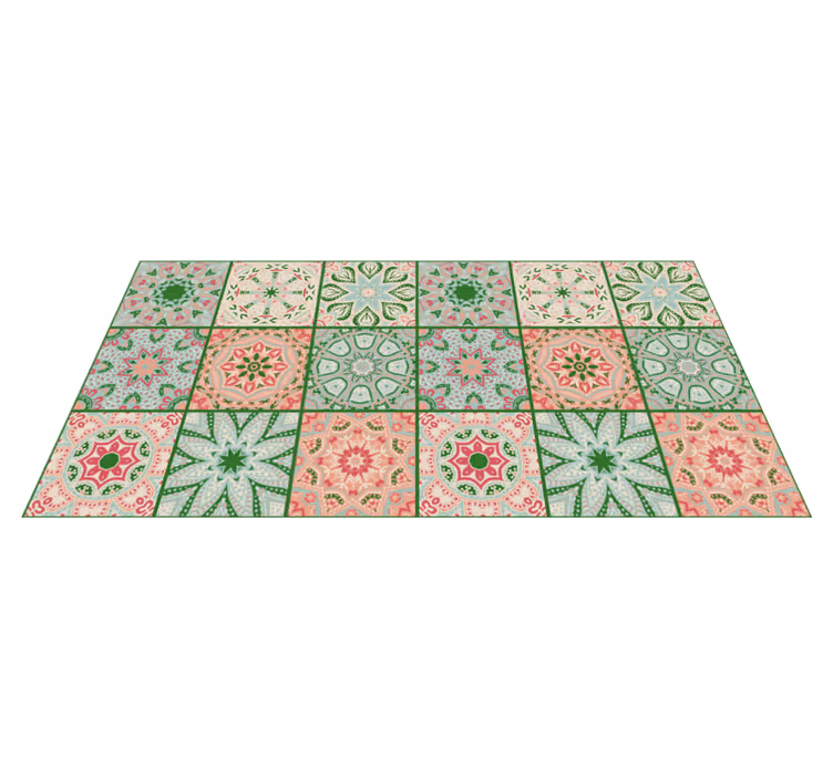 Tappeto vinile bagno decorazione quadrata blu e verde - TenStickers
