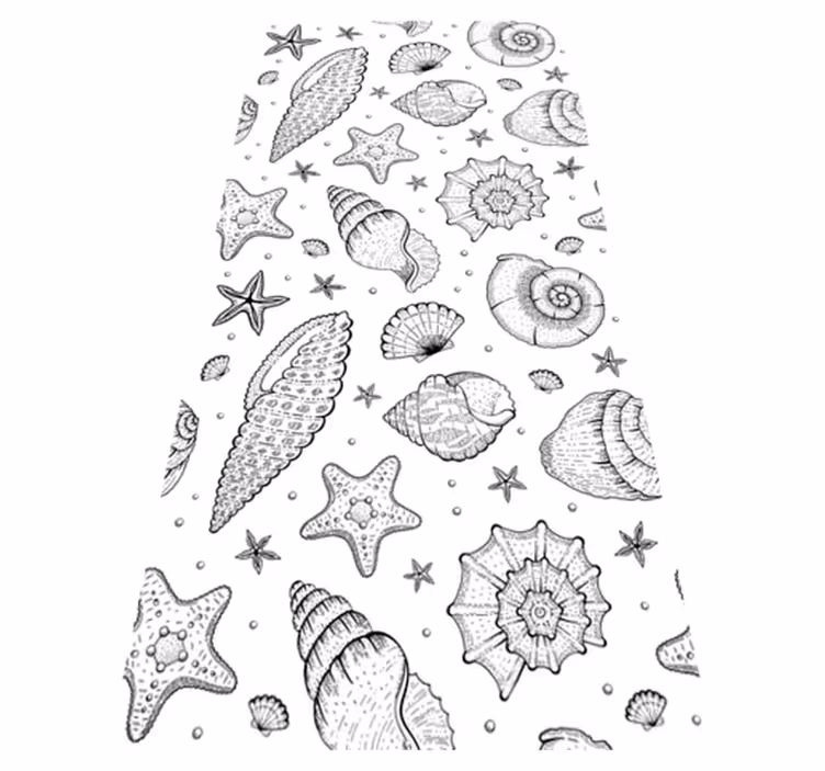 Tappeto vinile bagno vita marina e conchiglie - TenStickers
