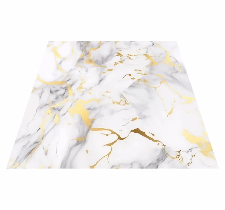 Tappeto pvc cucina marmo bianco con venature dorate - TenStickers