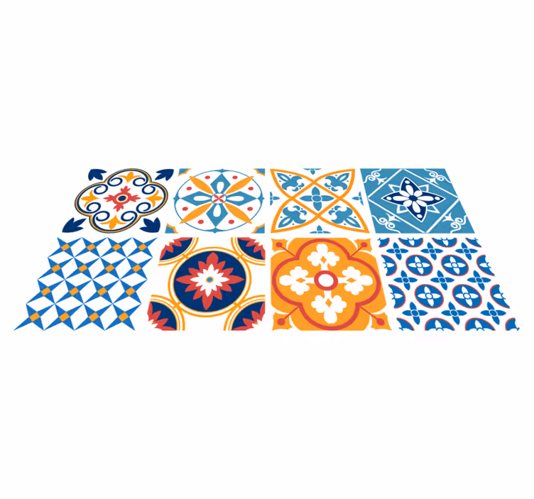 Tappeto pvc cucina piastrelle in cemento sevrinia - TenStickers