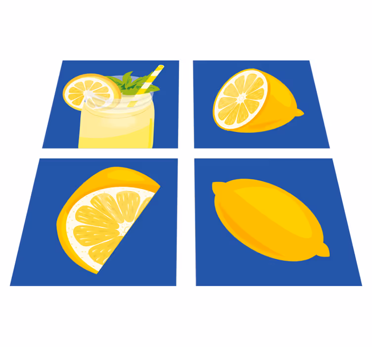 Tappeto pvc cucina piastrelle succo di limone - TenStickers