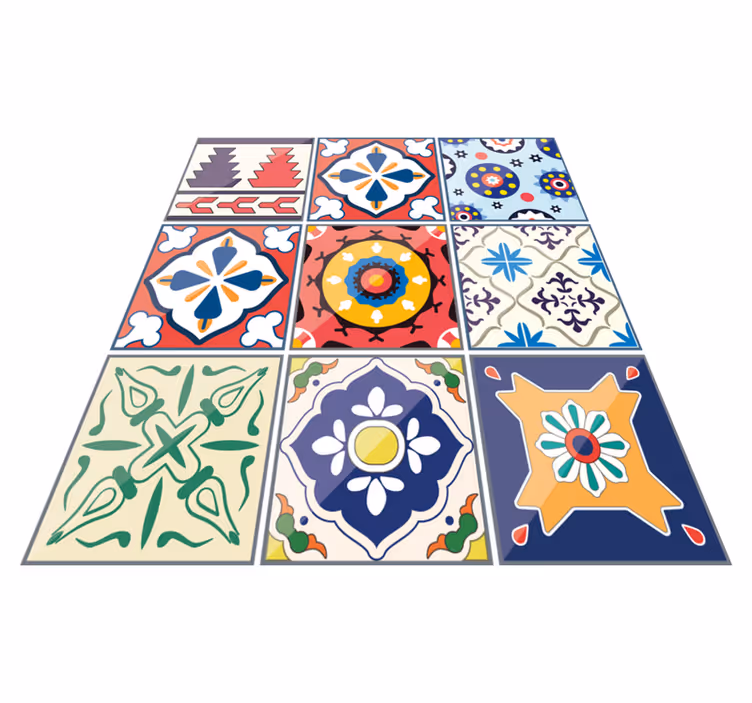 Tappeto pvc cucina piastrelle ornamentali colorate - TenStickers