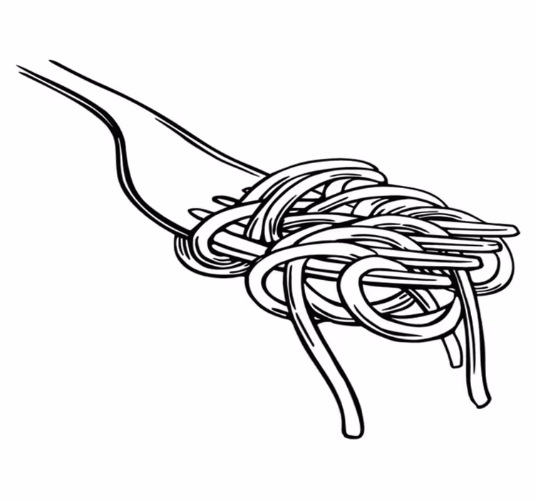 Tappeto pvc cucina stile incisione forchetta spaghetti - TenStickers