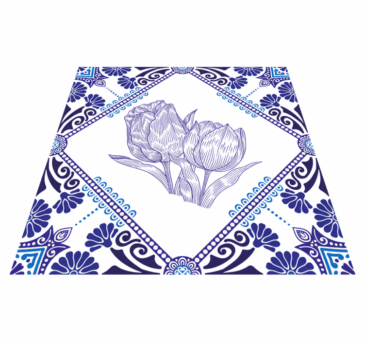 Tappeto pvc cucina tulipani blu di delft - TenStickers
