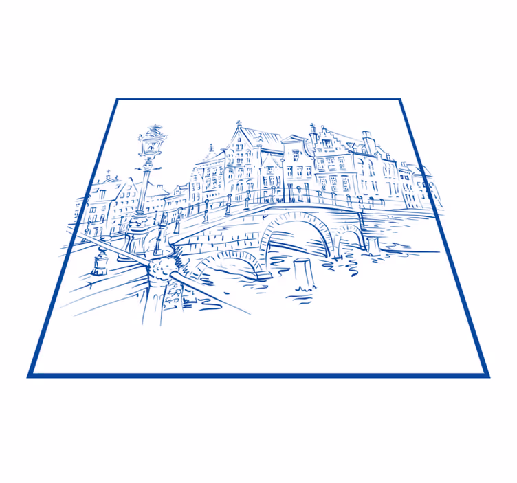 Tappeto pvc cucina case dei canali blu di delft - TenStickers
