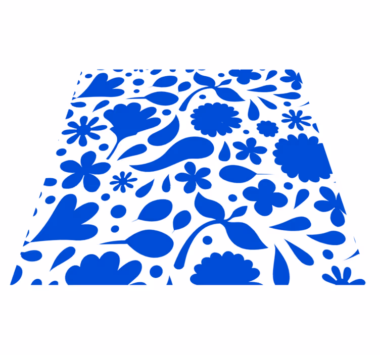 Tappeto pvc cucina fiori vari in blu di delft - TenStickers