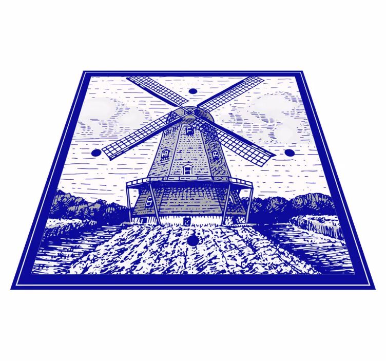 Tappeto pvc cucina blu di delft - TenStickers