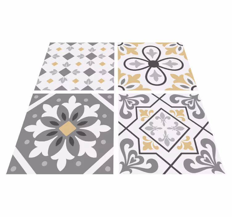 Tappeto pvc cucina piastrelle in cemento amiaz - TenStickers