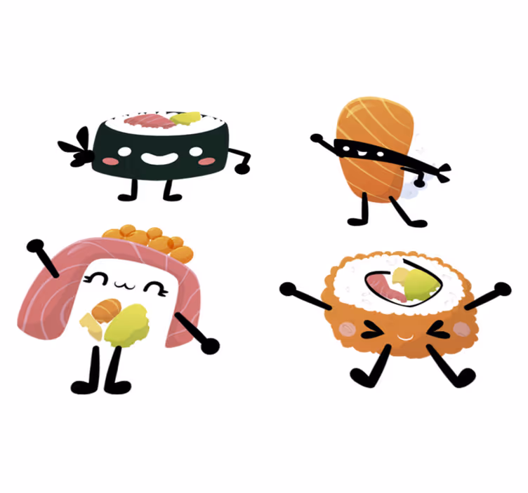 Tappeto pvc cucina sushi carino - TenStickers