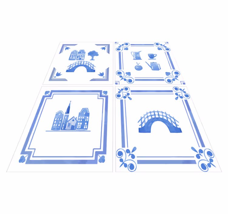 Tappeto pvc cucina case olandesi in delftware - TenStickers