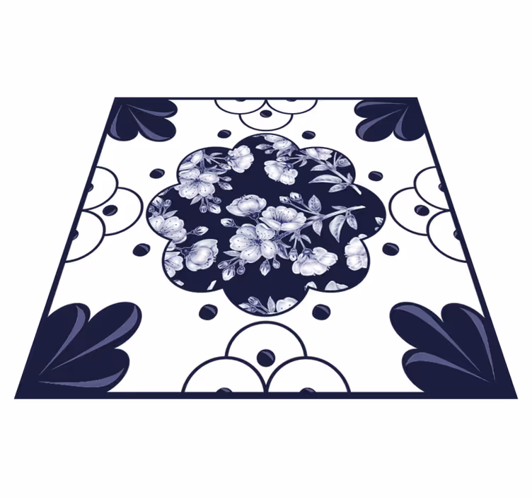 Tappeto pvc cucina piastrelle con motivo fiori - TenStickers