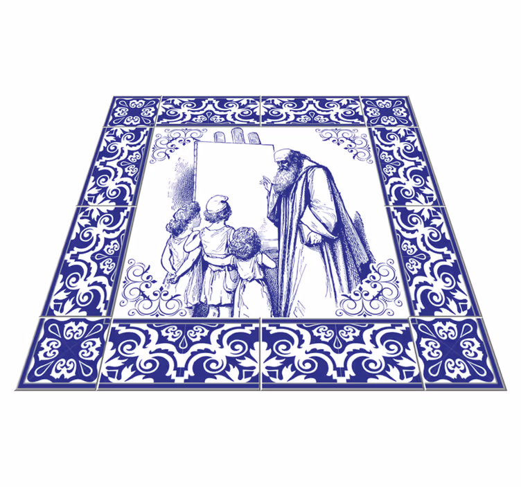 Tappeto pvc cucina maestro blu di delft - TenStickers