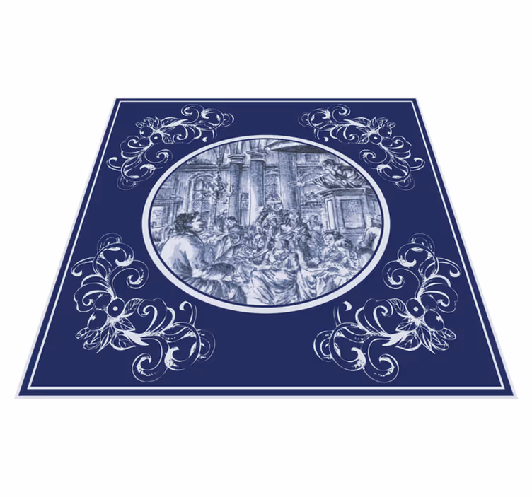 Tappeto pvc cucina persone blu in mezzo alla folla - TenStickers