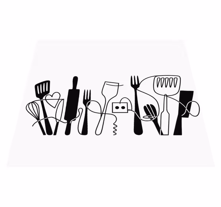 Tappeto pvc cucina utensili da cucina in linea - TenStickers