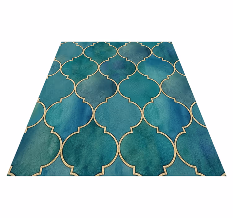 Tappeto pvc cucina verde giada con dettagli oro - TenStickers