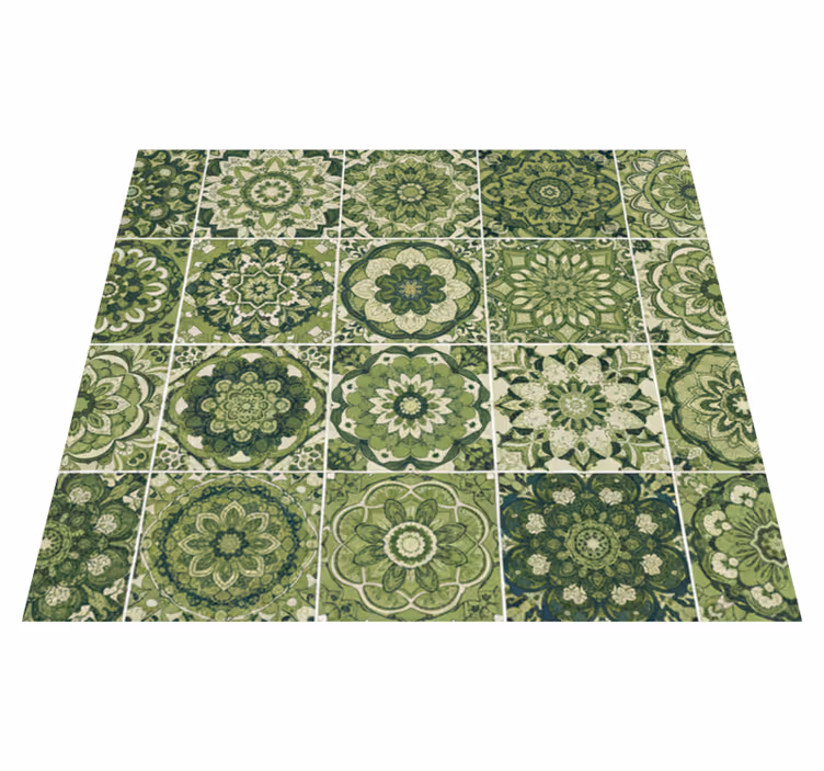 Tappeto pvc cucina effetto kaleidoscopico verde muschio - TenStickers