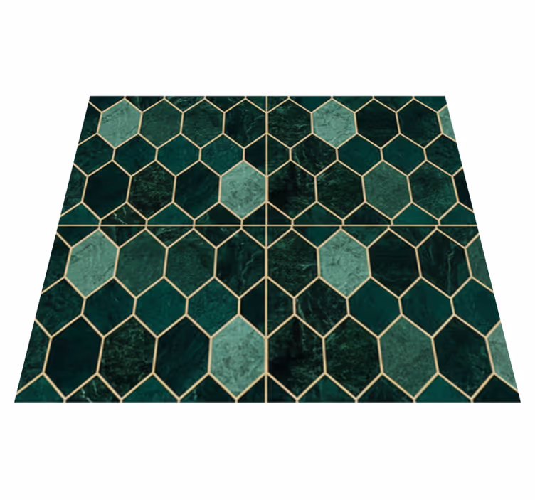 Tappeto pvc cucina scala verde contorno oro - TenStickers