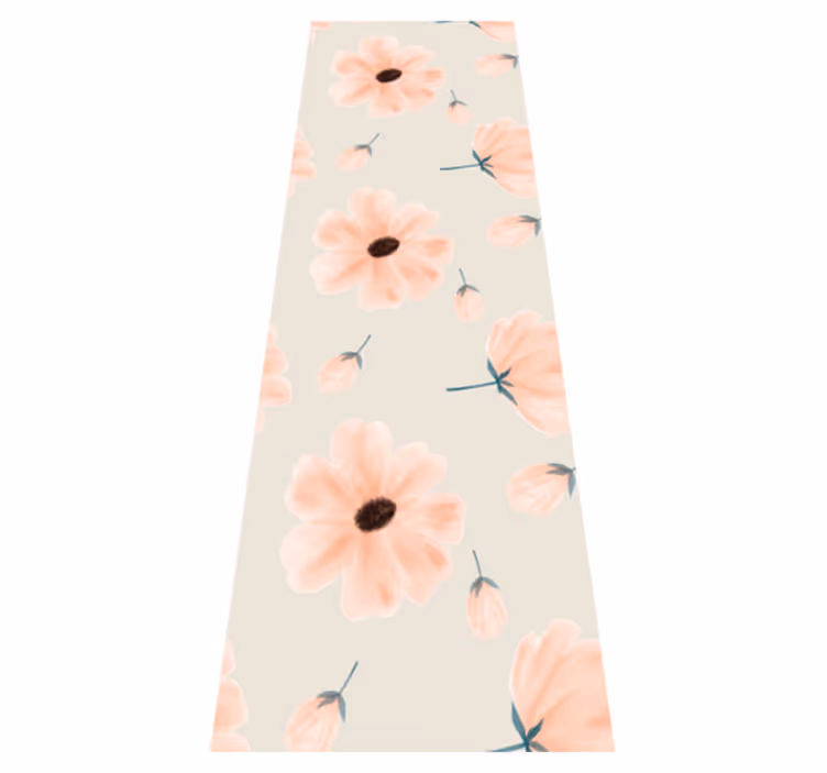 Tappeto vinile camera da letto grandi fiori acquerello beige - TenStickers