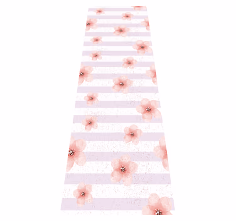 Tappeto vinile camera da letto shabby chic righe rosa - TenStickers
