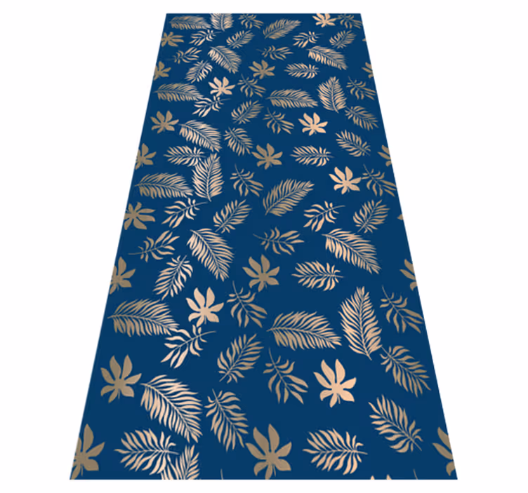 Tappeto vinile camera da letto design fiori blu africani - TenStickers