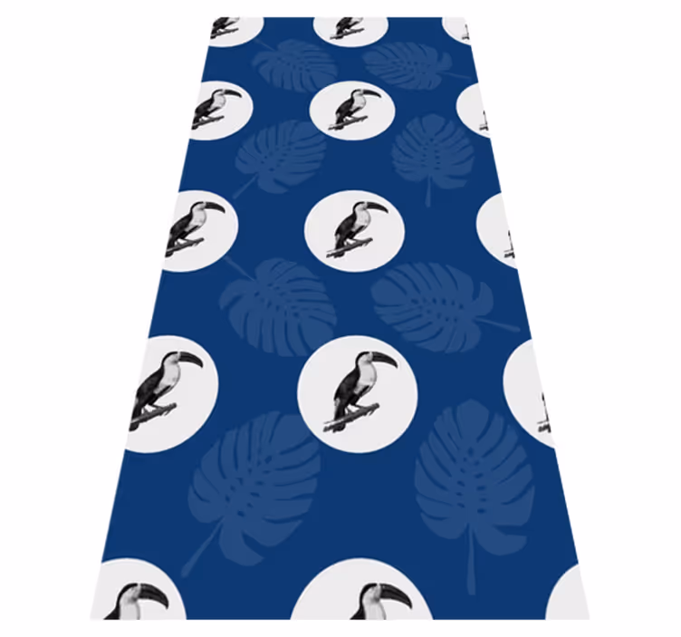 Tappeto vinile camera da letto design uccelli blu africani - TenStickers