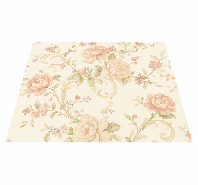 Tappeto vinile camera da letto rosa chiaro floreale vintage - TenStickers